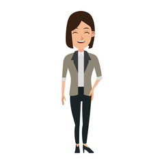 business woman standing cartoon employee vector illustration