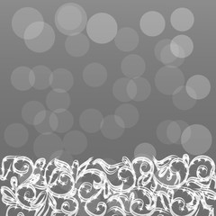 Background with ornamental border in grey colors. Illustration.