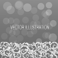 Background with ornamental border in grey colors. Vector illustration.
