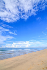 Fototapeta na wymiar White sand and the blue sky. Rayong beach,Thailand.