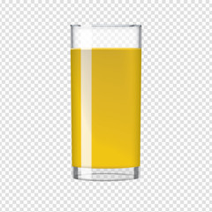 Organic tropical Orange juice in a transparent glass. Healthy diet food concept. Vector illustration.