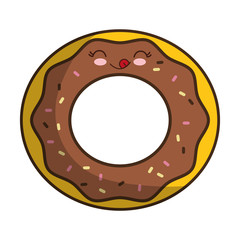 kawaii donut icon over white background colorful design vector illustration