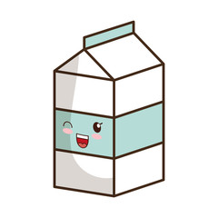 kawaii milk box icon over white background colorful design vector illustration