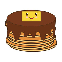 kawaii pancakes icon over white background colorful design vector illustration