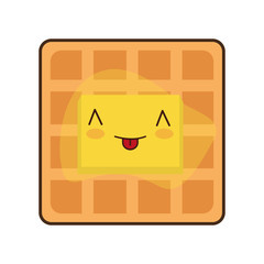 kawaii waffles icon over white background colorful design vector illustration