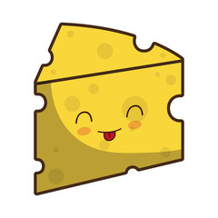 kawaii cheese icon over white background colorful design vector illustration
