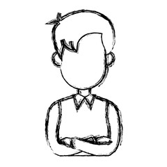 man cartoon hair faceless portrait sketch vector illustration