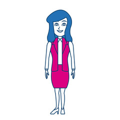 cartoon woman standing business employee character vector illustration
