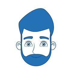 man cartoon with blue hair face portrait vector illustration