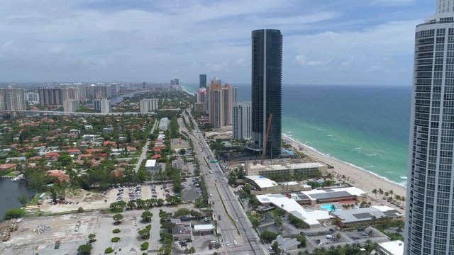 Aerial video Porsche Design Tower Sunny Isles Beach drone 4k