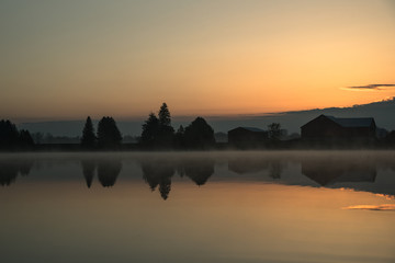 Dawn reflected on a lake