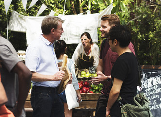 People at healthy local food festive