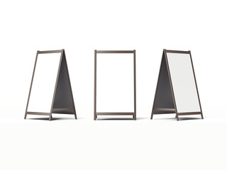 Blank white menu stand for cafe. 3d rendering