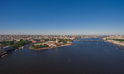 Aerial view of Peter and Paul Fortress in Saint-Petersburg