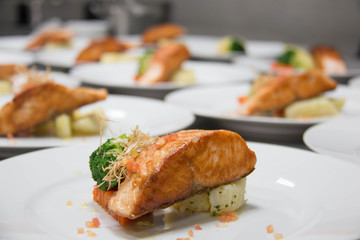 Tasty grilled salmon steak