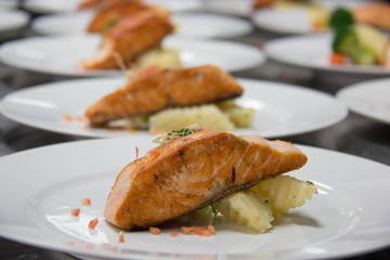 Tasty grilled salmon steak