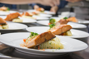 Tasty grilled salmon steak