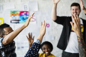 Group of people team support startup business