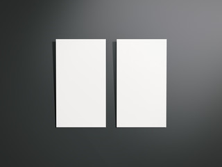 Two white business cards. 3d rendering