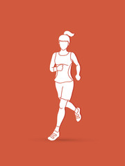 Fototapeta na wymiar Running woman, sport woman sprinter, marathon runner graphic vector