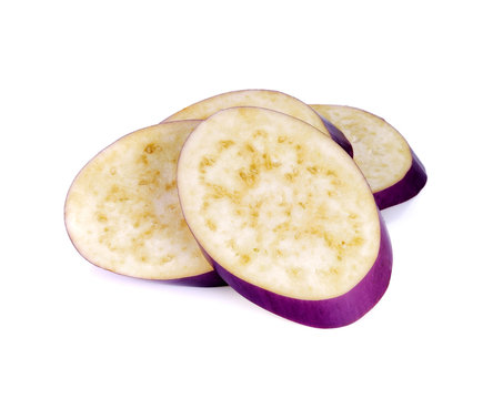 eggplant slices isolated on white background