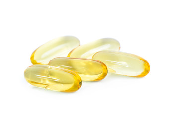 fish oil capsules isolated on white background