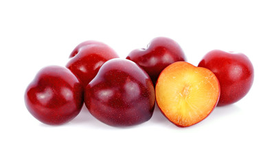 plums isolated on white background