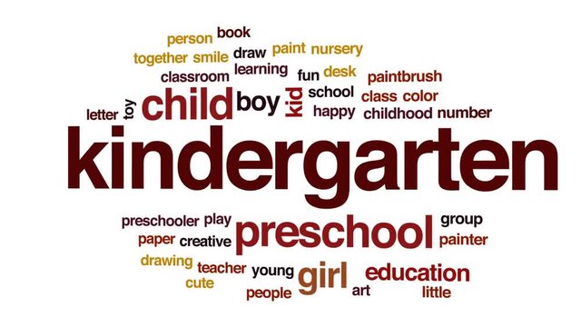 Kindergarten animated word cloud, text design animation.