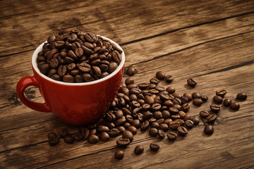 Cup of coffee with wooden table