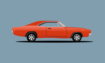 Red Classic vintage Muscle car illustration vector