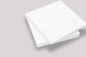 Fotobehang White sticky note pad isolated on white background © jantima14