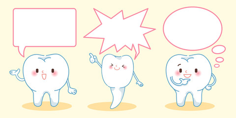 cartoon tooth with speech bubble