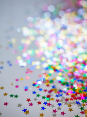 Fototapeta na wymiar Background Glitter bokeh. Star confetti.