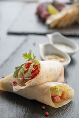  indian Pita stuffed with chicken and peppers