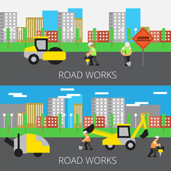 Naklejka premium Road work vector illustration