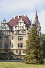 17th century  Moszna Castle in sunny day, Upper Silesia, Poland