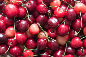 Fresh cherry red natural texture macro texture.