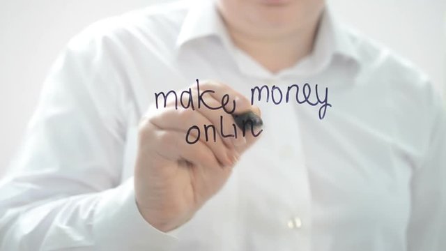 Make money online.	We draw and write with a marker.