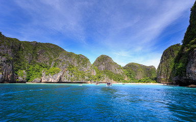 Fototapeta premium Maya bay at Andaman sea, Krabi province. Maya bay is very popular place for tourist to visit
