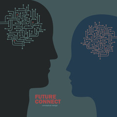 Artificial intelligence connection. Human brain circuit. Future concept design vector illustration