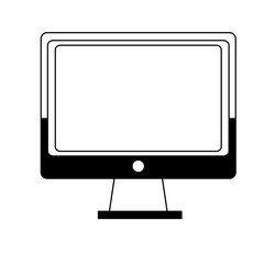 outline screen computer mnitor technology vector illustration