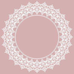 Oriental pattern with arabesques and floral white elements. Traditional classic ornament. Vintage pattern with arabesques