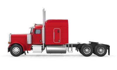 Red Trailer Truck Isolated
