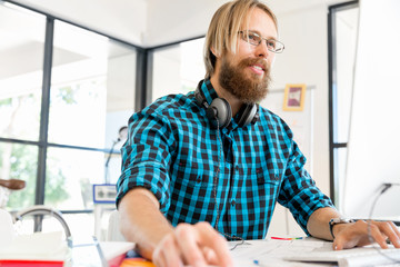 Young man working in office