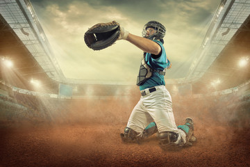 Baseball players in action on the stadium. © Andrii IURLOV