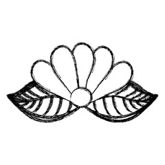 beautiful flower with leaves icon over white background vector illustration