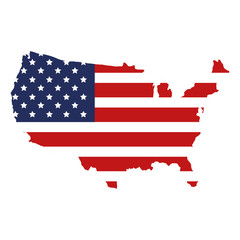 united states of asmerica map with flag vector illustration design