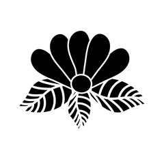 beautiful flower with leaves icon over white background vector illustration