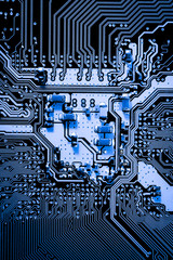 Abstract close up of Electronic Circuits in Technology on Mainboard computer background 
(logic board,cpu motherboard,Main board,system board,mobo)