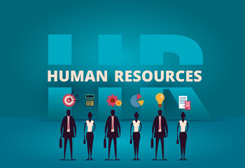 Business HR concept. Human resources manager hiring employee or workers for job. Recruiting staff in company. Organizational socialization metaphor. Acquisition or onboarding illustration.